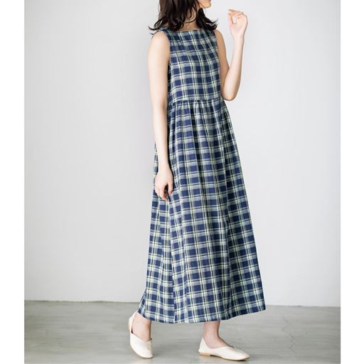 綿麻ダブルガーゼのノースリーブワンピース 洗濯機ok セシール Cecile