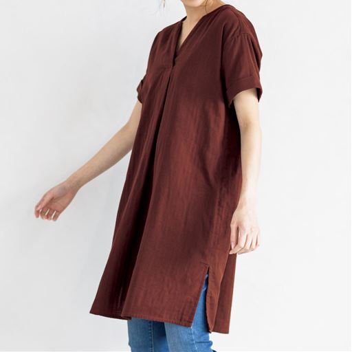 ダブルガーゼ半袖チュニック 綿100 セシール Cecile ダブルガーゼ半袖チュニック 綿100 セシール Cecile