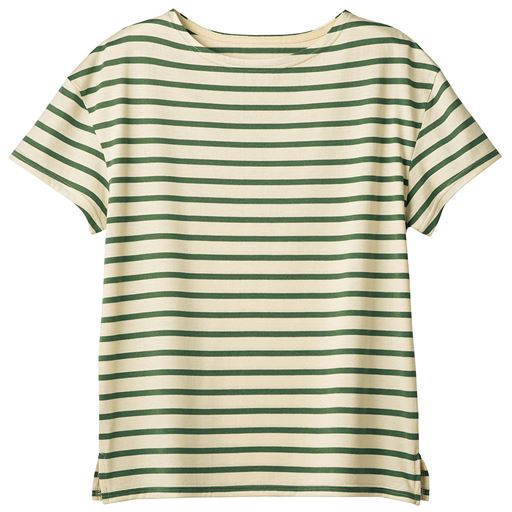 ボートネックボーダーtシャツ S 5l 半袖 洗濯機ok セシール Cecile