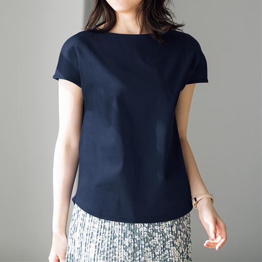 ボートネックtシャツ シルケット加工 綿100 洗濯機ok セシール Cecile
