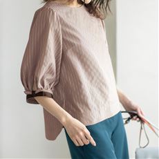 リボンスリーブブラウス(洗濯後シワになりにくい)