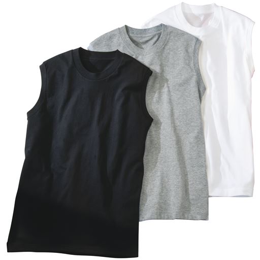 男の綿100 スリーブレス丸首 2枚組 セシール Cecile