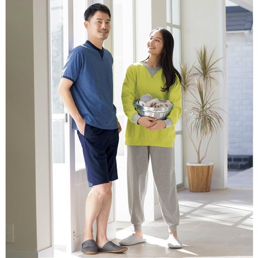 綿100 吸汗 速乾 半袖 ハーフパンツ パジャマ 男女兼用 セシール Cecile