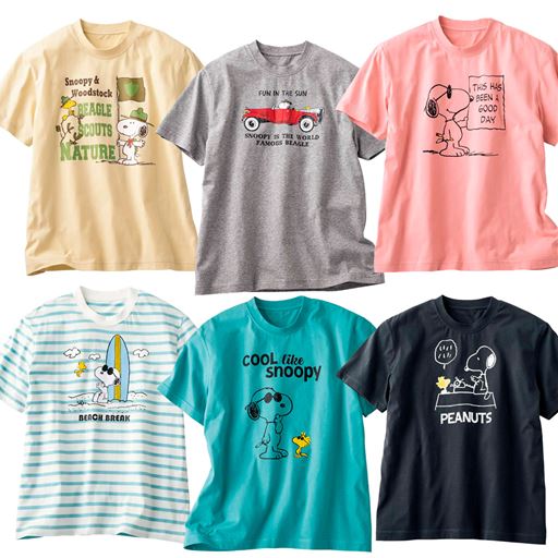 綿100 プリントtシャツ Snoopy セシール Cecile 綿100 プリントtシャツ Snoopy セシール Cecile
