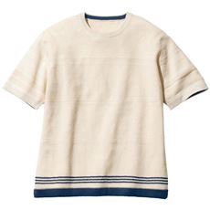 強撚ニットボーダー柄Tシャツ(おうちで洗えます!)