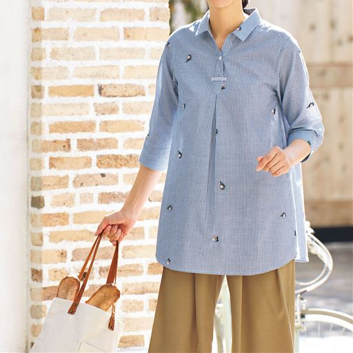 シャツチュニック 綿100 セシール Cecile