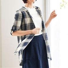 フード付きロングシャツ