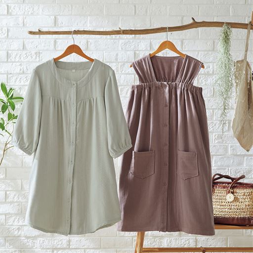 ガーゼタオルワンピース 綿100 ノースリーブ セシール Cecile