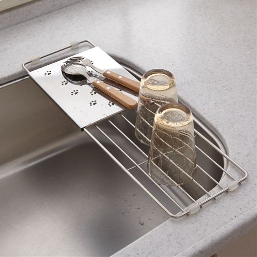 シンク水切りラック 猫の足あとシリーズ スライド式 セシール Cecile