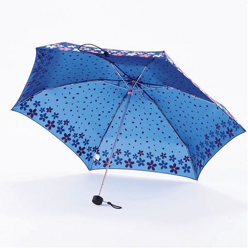 5段折りたたみマイクロ傘 桜柄 晴雨兼用 セシール Cecile