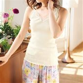 キャミソール 贅沢レースにやわらかな着心地の綿100 リブインナー セシール Cecile