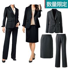 スーツ(3点セット)(ジャケット+スカート+パンツ)(洗濯機OK・事務服)