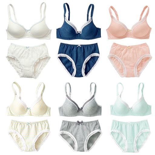 柄が選べるブラジャー ショーツペア ワイヤーなし シームレスカップ セシール Cecile 柄が選べるブラジャー ショーツペア ワイヤーなし シームレスカップ セシール Cecile