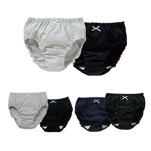 ふんわりサニタリーショーツ(2枚組)<br>カラー展開:A(ブラック・グレー)、B(ネイビー・ブラック)、C(ブラック・グレー)