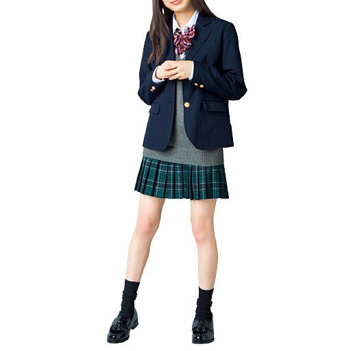 ウエストゴム 日本製チェック柄プリーツスカート スカートベルト付き スクール 制服 セシール Cecile