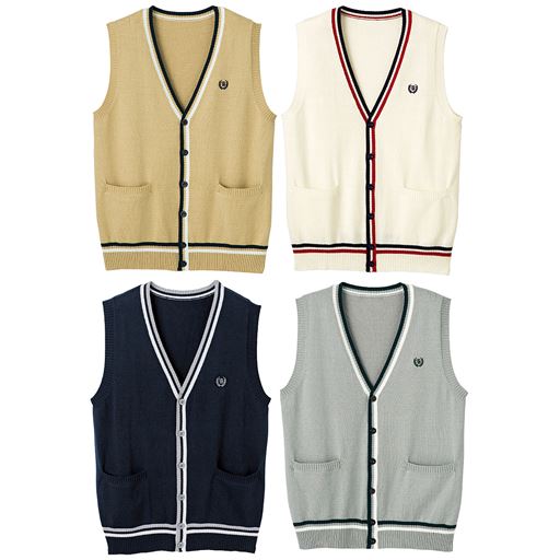 ライン入りニットベスト(スクール・制服)<br>カラー:ミックスグレー/オフホワイト/ベージュ<br>サイズ:S/M/L