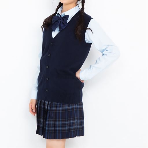 抗菌防臭 薄手前開きニットベスト スクール 制服 セシール Cecile