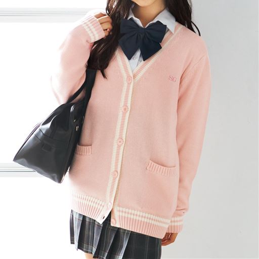 Spiral Girlニットカーディガン ライン入り スクール 制服 セシール Cecile
