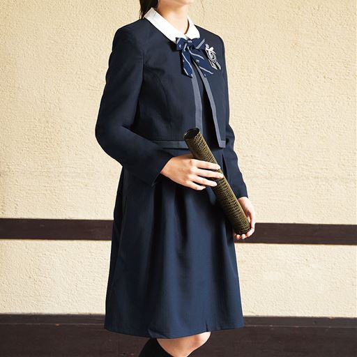 ワンピース ボレロスーツ4点セット エンブレム リボン付き スクール 制服 セシール Cecile