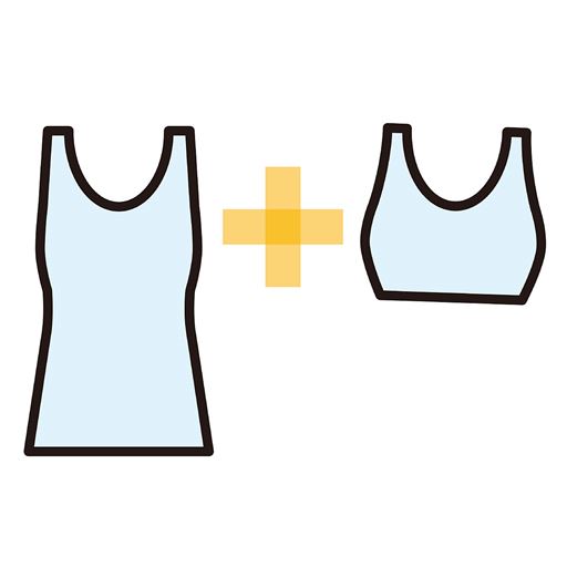 スポーツブラ内蔵タンクトップ 重ね着いらず ふわふわカップ スポブラ セシール Cecile