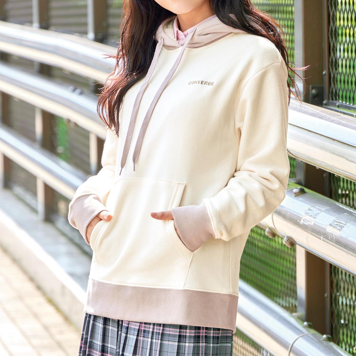 フード裏ボア裏起毛配色パーカー(コンバース) - 学校制服の通販ならセシール(cecile)