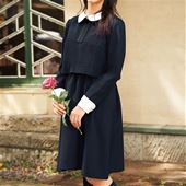 セーラーカラーワンピース 取り外せるリボン付き スクール 制服 セシール Cecile セーラーカラーワンピース 取り外せるリボン付き スクール 制服 セシール Cecile