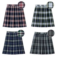 裏地・アジャスター付きプリーツスカート(日本製・チェック柄)(防しわ)(スクール・制服)