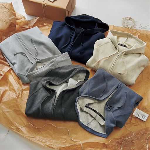 抗菌防臭 綿100 スウェットパーカ フルジップタイプ セシール Cecile