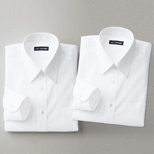 【人気商品】定番白シャツ。<br>嬉しいお手頃価格!洗い替えに便利な2枚組の形態安定Yシャツ。<br>ホワイトA(レギュラー衿)