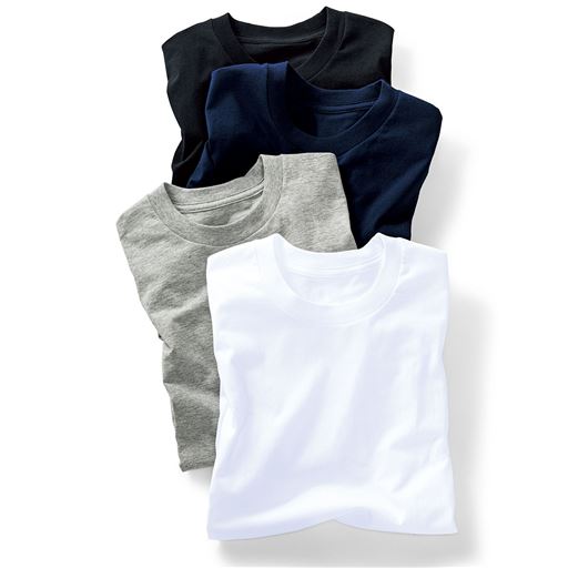 インナーや部屋着に、何かと便利な綿100%シンプルTシャツ