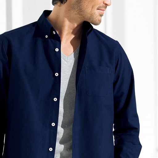 綿100 オックスフォードシャツ ボタンダウン 長袖 セシール Cecile