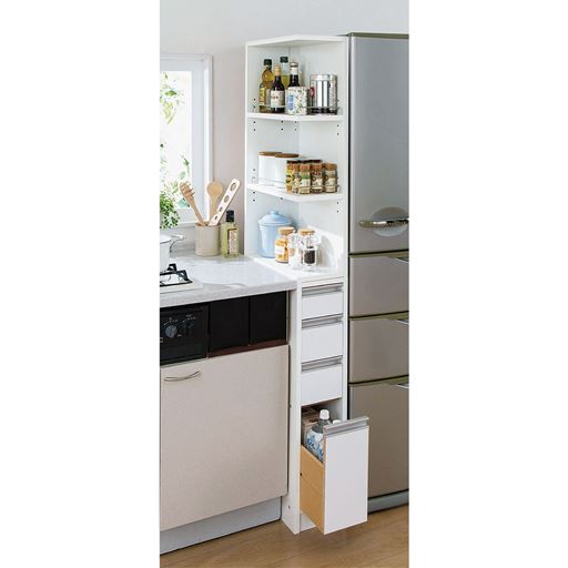 組立 設置 サイドオープンすき間収納ラック 4段引き出し セシール Cecile