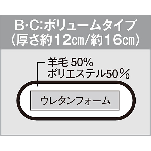 敷き布団の構造<br>B (厚さ12cm)・C (厚さ16cm)