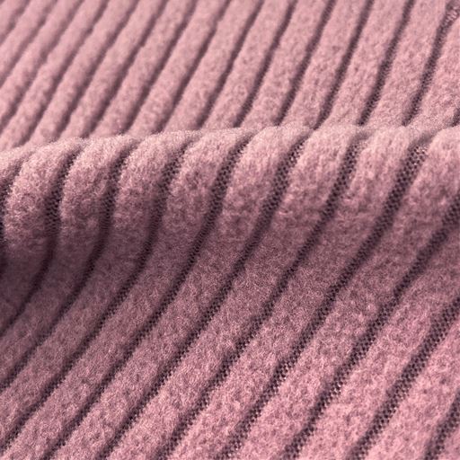 パウダーローズ<br>表側(フリース)面生地拡大<br>軽くてあたたか、頬ずりした<br>くなるようなやさしい肌触り。