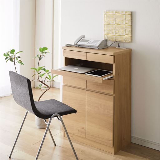 スマートデザインfax台 スライドトレー 2口コンセント付き 日本製 セシール Cecile