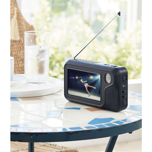 ポータブルテレビラジオ(3電源対応/コンセント・電池・手巻き発電)