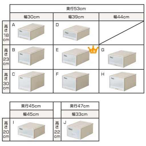 サイズ表<br>※寸法の単位はcmです。