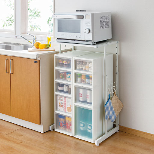 頑丈キッチンラック 幅と高さが調節できる セシール Cecile 頑丈キッチンラック 幅と高さが調節できる セシール Cecile