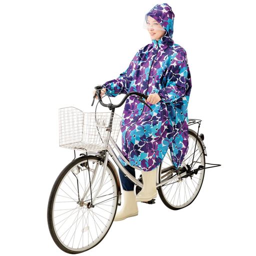 ゴム入り袖口で水が入りにくい。<br>自転車のペダルもラクラク、サイド裾スリット。