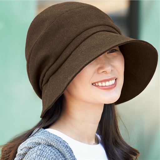 小顔に見える発熱蓄熱暖かuvクロッシェ帽子 セシール Cecile