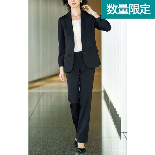 パンツスーツ テーラードジャケット ストレートパンツ 事務服 洗濯機ok セシール Cecile