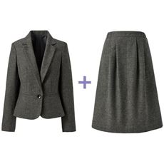 スカートスーツ(洗濯機OK)/テーラードジャケット+タックフレアスカート