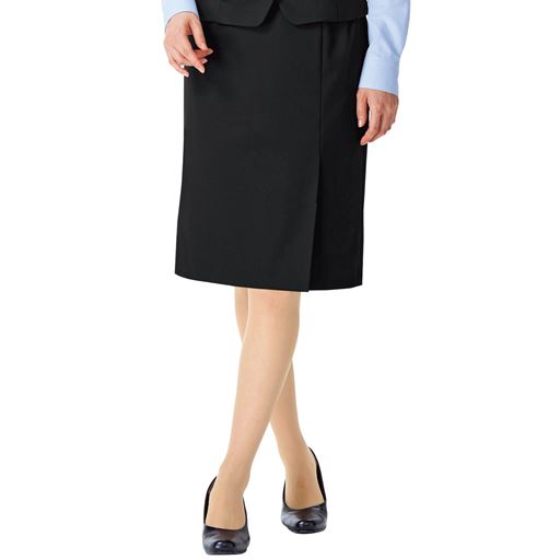 ウール混左前ボックスプリーツスカート 事務服 洗濯機ok セシール Cecile