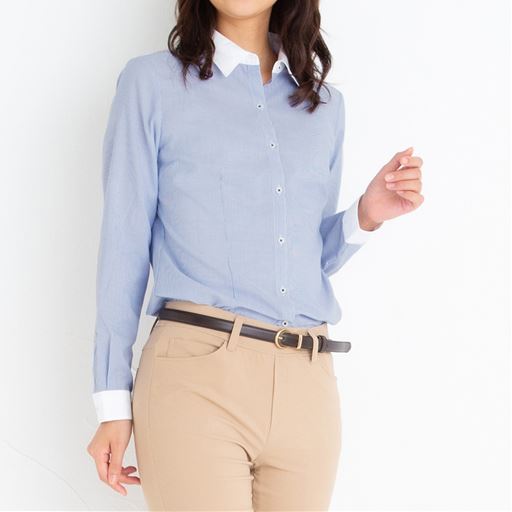 形態安定クレリックシャツ 長袖 抗菌防臭 Uvカット 洗濯機ok セシール Cecile