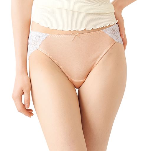 綿100 レーシィショーツ 色違い3枚組 ビキニタイプ はきこみ丈浅め セシール Cecile