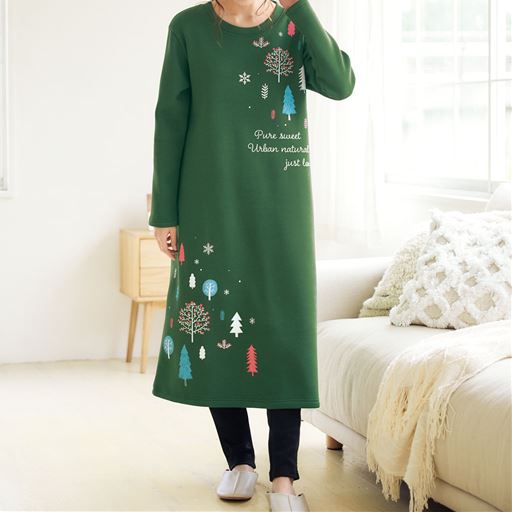 綿混あったか裏起毛のルームワンピース セシール Cecile