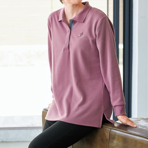 ラクしてホッと裏起毛ポロトレーナー セシール Cecile