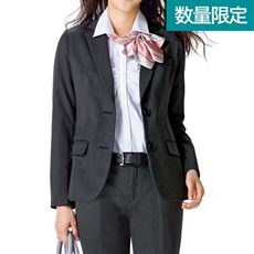 ウール混テーラードジャケット(2つボタン)(事務服・洗濯機OK)