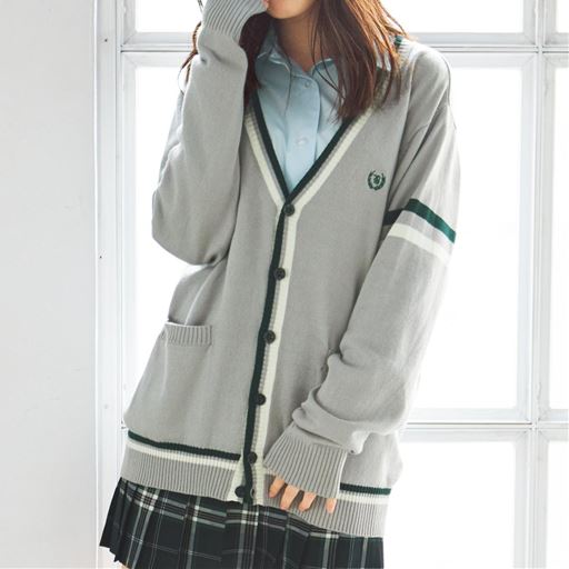 ライン入りvネックニットカーディガン 洗濯機ok スクール 制服 セシール Cecile ライン入りvネックニットカーディガン 洗濯機ok スクール 制服 セシール Cecile