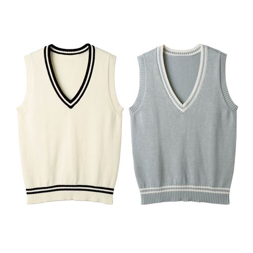 綿100 ライン入りvネックニットベスト 洗濯機ok スクール 制服 セシール Cecile 綿100 ライン入りvネックニットベスト 洗濯機ok スクール 制服 セシール Cecile